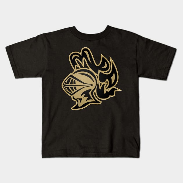 Knights Helmet in Black and Gold Kids T-Shirt by hobrath